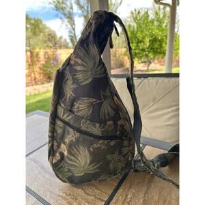 Ameribag Healthy Back Bag Tapestry Sling Bag Black Palm Trees Floral